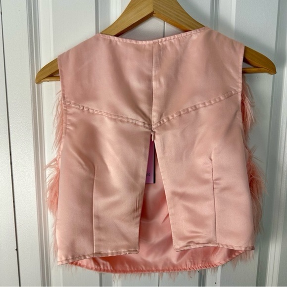 AvecLes Filles Pink Faux Fur Sleeveless Top Size Small - Picture 7 of 9